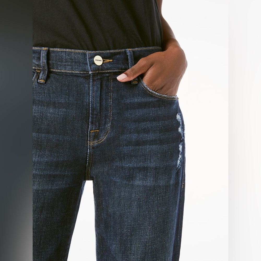 Frame Denim Le Garcon Crop Boyfriend Jeans Dark Blue Straight Jeans Sz 24